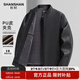 SHANSHAN Shanshan Leather Jacket Men's Autumn and Winter 2025 New Stand Collar Business Casual Young and Middle-aged Anti-wrinkle Easy-Care Commuting Dad Clothes Black XL /180