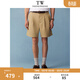 Teenie Weenie Bear Men's Wear Simple Solid Color Turn-Up Casual Straight Cut Shorts 2026 Summer Beige M
