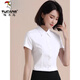 Woodpecker summer formal shirt women's white 2026 new short-sleeved professional commuting work clothes women's white shirt short-sleeved white V-neck S