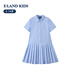 E LAND KIDS children's clothing girls' shirt dress 26 summer new college style lapel plaid dress D/Beige dark beige/37 160