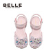 Belle Children's Shoes Children's Baotou Sandals Summer Girls Soft Soled Toddler Shoes Fashion Princess Shoes Baby Pink 29