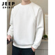 JEEP SPIRIT2026 spring and autumn new round neck sweatshirt men's solid color versatile bottoming shirt slightly loose spring and autumn long-sleeved T-shirt men's black regular L