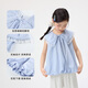 Xiaoyinman children's clothing girls' bow lapel shirt 26 mid-summer big children's bud hem cool and comfortable shirt blue 120