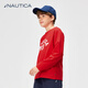 NAUTICA children's clothing long-sleeved T-shirts for boys and girls, early spring, big children's tops, autumn children's casual bottoming shirts, quick-drying clothes, red 140