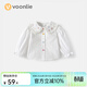 Fanhunting girls' shirt spring children's cartoon embroidered doll collar top baby white shirt spring and autumn white 80 cm