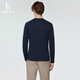 HAZZYS Men's 2026 Spring New Pullover Solid Color Men's Tops Round Neck Long Sleeve T-Shirt Men ABTZE0DAE06 Navy Blue NV M (170/92A 46)