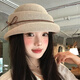 Woodpecker (TUCANO) Elegant Bow Curly Top Hat Women's French Hepburn Style Fisherman Hat Showing Face Small Basin Hat Oatmeal Color Adjustable (56-58cm)