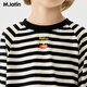M.Latin Maratin children's T-shirt 26 spring new style boys and girls light outdoor contrast color splicing breathable long-sleeved T-shirt black strip 120