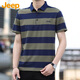 JEEP Jeep short-sleeved T-shirt men's summer business Polo casual shirt contrasting color stitching versatile casual men's clothing Army Green XL