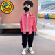 G.duck little yellow duck children's clothing boys POLO collar long-sleeved shirt 2026 baby boy lapel handsome spring and autumn pink jacket pink shirt 90 cm