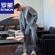 ROMON's new autumn style fake two-piece lazy style sports suit, simple, casual, versatile and trendy couple's two-piece set, gray (suit) M