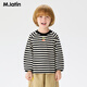 M.Latin Maratin children's T-shirt 26 spring new style boys and girls light outdoor contrast color splicing breathable long-sleeved T-shirt black strip 120