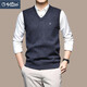 Goldlion Vest Vest Men's V-neck Pullover Sleeveless Sweater Middle-aged Solid Color Knitted Waistcoat Green 3XL