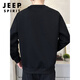 JEEP SPIRIT2026 spring and autumn new round neck sweatshirt men's solid color versatile bottoming shirt slightly loose spring and autumn long-sleeved T-shirt men's black regular L