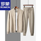ROMON's new autumn and winter thickened casual sports suit men's knitted sweatshirt shrunken sweatpants pure wool cardigan jacket dark gray top S (90-110Jin Jin equals 0.5 kg)