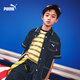 Puma (PUMA) Puma children's clothing 2026 summer new style children's boys short-sleeved shirts denim tops retro trend denim dark blue 88301 110