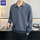 ROMON high-end heavyweight sweatshirt for men spring 2026 new trendy simple versatile long-sleeved polo shirt loose lapel T-shirt gray W022 sweatshirt M (approximately -120Jin Jin is equal to 0.5kg can be worn)