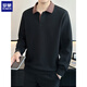 ROMON high-end heavyweight sweatshirt for men spring 2026 new trendy simple versatile long-sleeved polo shirt loose lapel T-shirt gray W022 sweatshirt M (approximately -120Jin Jin is equal to 0.5kg can be worn)