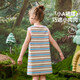 ASK JUNIOR children's skirt 26 summer sleeveless tank top children's contrast striped dress girls mid-length T-shirt skirt