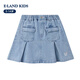 E LAND KIDS children's clothing girls' skirt 26 spring new arrival college style denim short skirt embroidered skirt L/Indigo denim blue/56 120