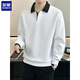 ROMON high-end heavyweight sweatshirt for men spring 2026 new trendy simple versatile long-sleeved polo shirt loose lapel T-shirt gray W022 sweatshirt M (approximately -120Jin Jin is equal to 0.5kg can be worn)