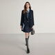 KBNE navy suit collar short coat for women petite long-sleeved top spring and autumn new temperament college style coat navy M