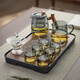 Yipot Tea Glass Tea Set Set Teapot Kung Fu Tea Cup with Filter Tea Water Separation Tea Tray Office Tea