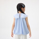 Xiaoyinman children's clothing girls' bow lapel shirt 26 mid-summer big children's bud hem cool and comfortable shirt blue 120