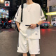 Aemape Casual Sports-Anzug Herren Sommer Neues lose Eisseide Kurzärärmelte T-Shirt für Männershorts mit hübschen Herrenhorts fks653 Khaki Anzug xl ca.