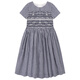 ELLE KIDS children's clothing plaid short-sleeved dress girls summer new shoulder round neck A-line mid-length skirt