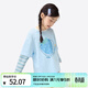 Xiaoyinman children's clothing girls' pure cotton long-sleeved T-shirt with fruit print 26 spring medium and large children's round neck casual top light blue 140