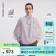Langzi half-high collar elegant ribbon chiffon shirt temperament simple commuter style top for women 2026 spring new pink purple S