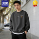 Romon sweatshirt men's 2026 spring style American heavyweight loose round neck pullover trendy versatile long-sleeved retro jacket black S 95-120