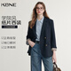 KBNE navy suit collar short coat for women petite long-sleeved top spring and autumn new temperament college style coat navy M