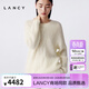 LANCY mohair silk winter new style relaxed cable knit sweater women's round neck off-shoulder sweater off-white XL