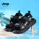JEEP Sandals 2025 Summer New Sandals Comfortable and Lightweight Girls' Shoes Trendy Brand Versatile Velcro Boys Sandals 9005 White/Orange 26/Inner Length About 16.5cm