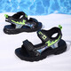 Boys' Shoes Sandals Summer New 2026 Children's Sandals Soft Sole Beach Shoes Boys Summer Massage Anti-Slip Sole Black Green Soft Sole Open Toe Sandals 40 Inner Length 25.0 cm