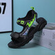 Boys' Shoes Sandals Summer New 2026 Children's Sandals Soft Sole Beach Shoes Boys Summer Massage Anti-Slip Sole Black Green Soft Sole Open Toe Sandals 40 Inner Length 25.0 cm