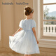 Balabala children's clothing girls skirt children's dress medium and large children 2026 new summer mesh skirt puff sleeves blue tone 00388 90