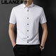 Camisa LILANZ de morera para hombre, sin costuras, de manga corta, de verano, ajustada, sin planchado, informal, de moda, camisa de negocios Haqing L 170