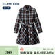 E LAND KIDS children's clothing girls dress season new college style pattern lapel shirt dress Brown brown/85 120