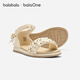 BalaOne children's shoes children's sandals girls 2026 summer new pearl polka dot casual shoes off-white tone 10302 26 (foot length 15.8-16.2/inner length 16.9)