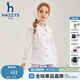 HAZZYS brand children's clothing girls' shirt spring new style comfortable classic lapel fashion retro simple long-sleeved shirt original white 160cm