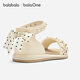 BalaOne children's shoes children's sandals girls 2026 summer new pearl polka dot casual shoes off-white tone 10302 26 (foot length 15.8-16.2/inner length 16.9)