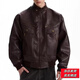 2026 American Retro Litchi Pattern PU Leather Jacket for Men and Women Spring and Autumn Boxy Profile Harrington Motorcycle Jacket Brown High Quality Large Litchi Leather L