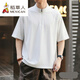Scarecrow's new summer half-zip round stand-up collar short-sleeved T-shirt men's sweatshirt handsome breathable quick-drying ice-feel drape plus fat large size Pearl White AH151-half zipper small stand-up collar 5XL 200-230Jin Jin equals 0.5 kg