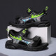 Boys' Shoes Sandals Summer New 2026 Children's Sandals Soft Sole Beach Shoes Boys Summer Massage Anti-Slip Sole Black Green Soft Sole Open Toe Sandals 40 Inner Length 25.0 cm