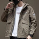 Jeep Spirit Jeep Jacke Herren Workwear High-End-Frühling und Herbst verdickte Jungen großgröße Baumwollkleidung Herren-Stil mit Kapuzenkleidung für Männer Fleece 1502-1 Militärgrün (verdickt) l