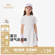 YEEHOO children's skirt girls summer short-sleeved round neck casual cotton dress girl baby 26 new sports skirt Ying's white 110 cm