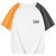 Lee children's t-shirt simple small pocket splicing short-sleeved t-shirt for boys and girls 2025 summer casual loose t-shirt top white 110